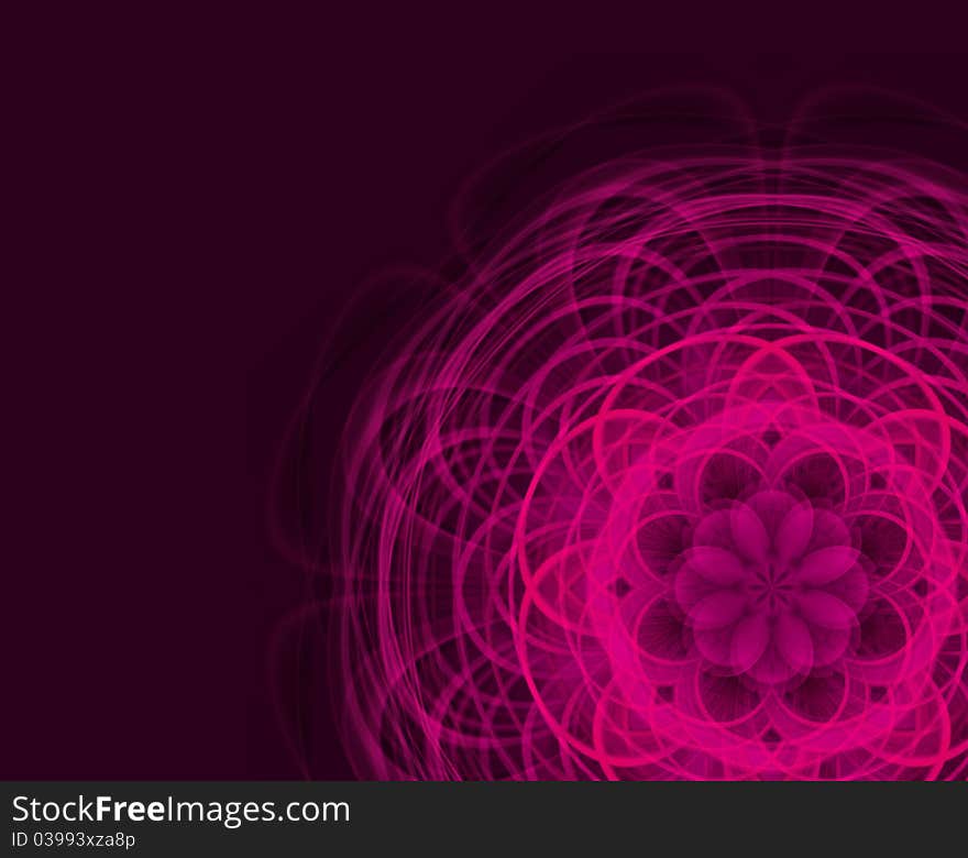 Abstract pink circle on a dark background. Abstract pink circle on a dark background