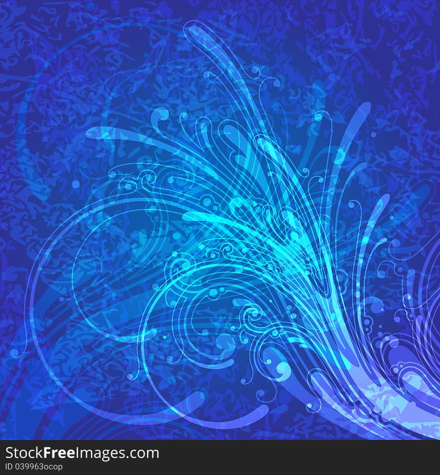 Abstract bright blue floral background, vector illustration, eps10