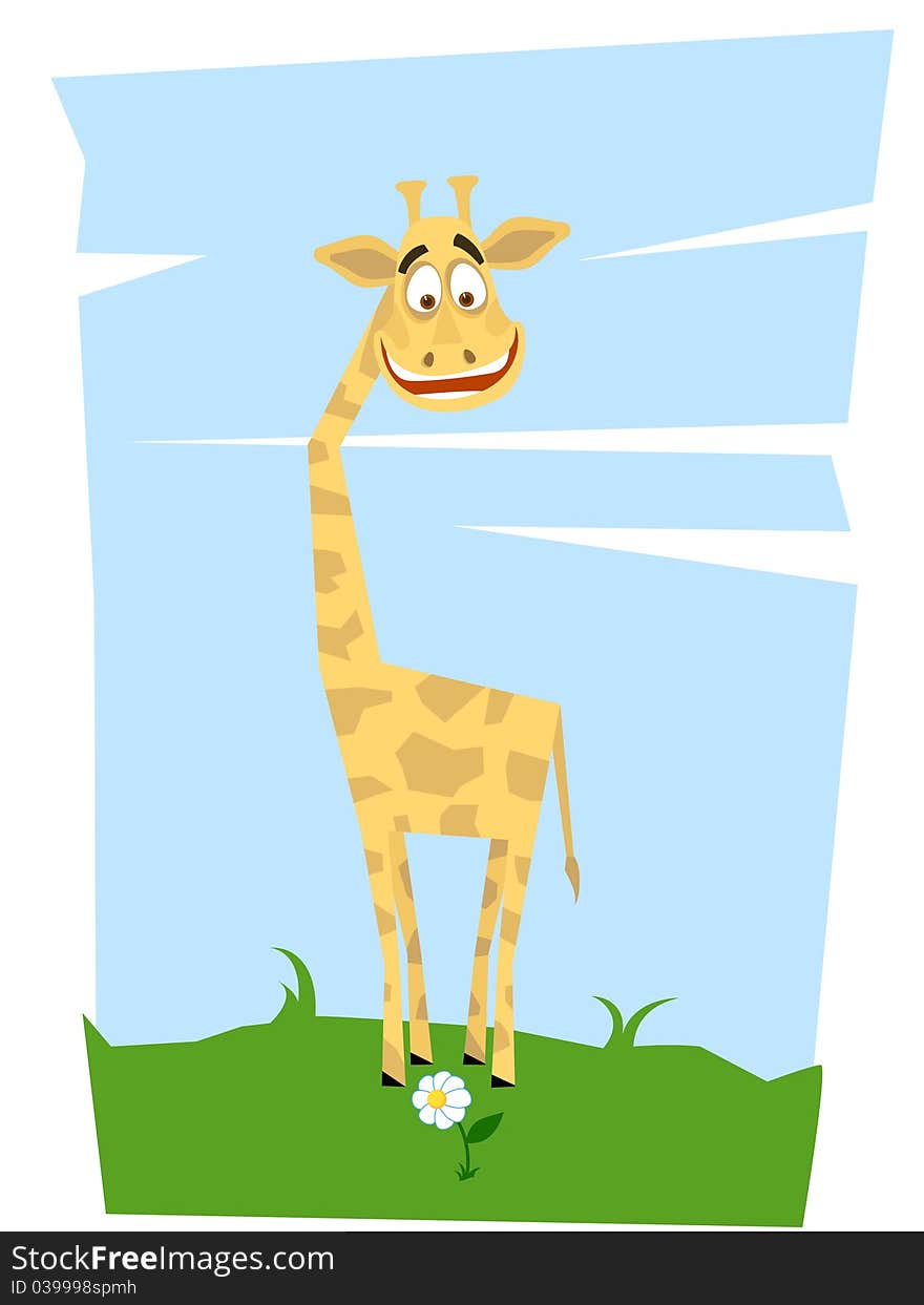 Giraffe and a flower. The Vector illustration