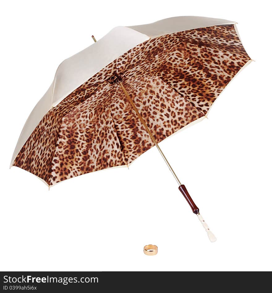 An open umbrella on a white background. Isolated.