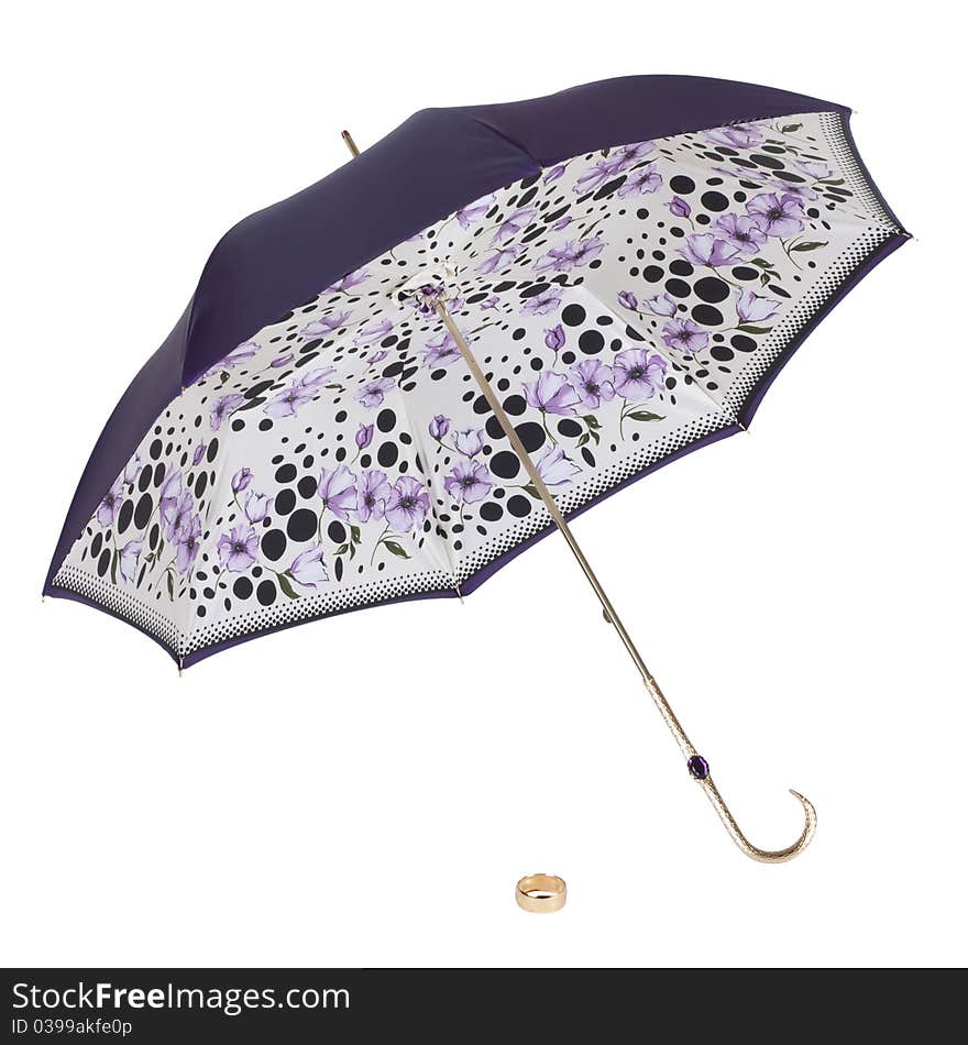 An open umbrella on a white background. Isolated.