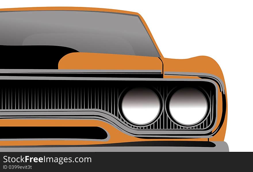 Front of a classic old muscle car. Front of a classic old muscle car