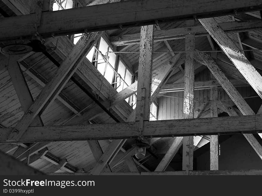 Attic beams in old building