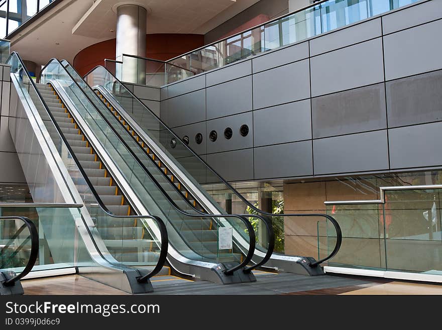 This is a escalator commonly found in office area. This is a escalator commonly found in office area.