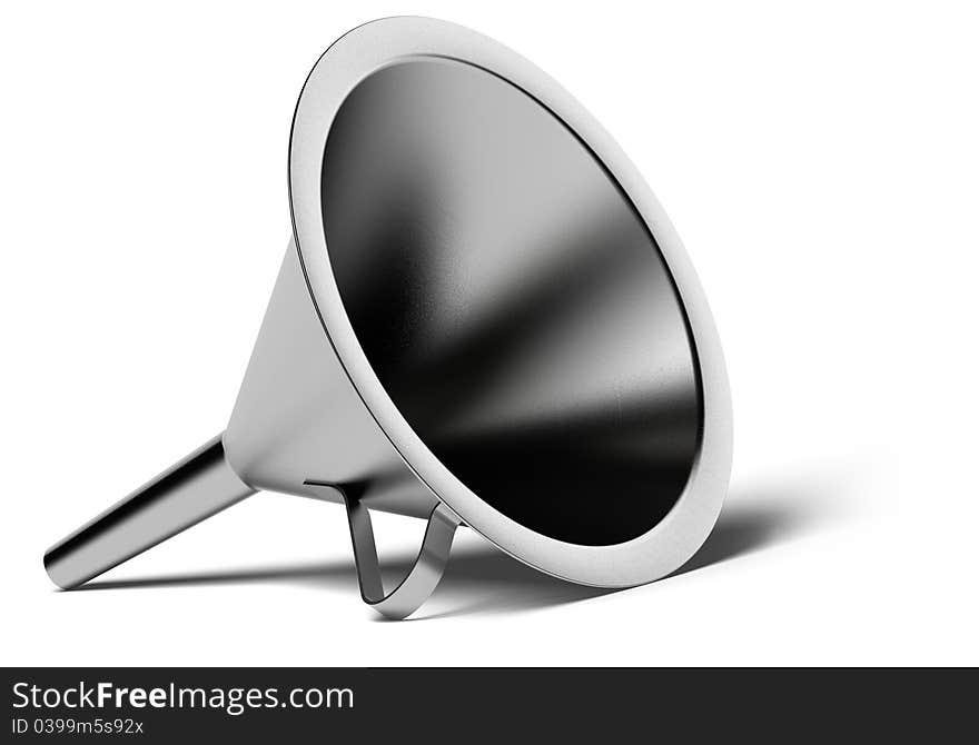 Metal funnel over a white background with shadow. Metal funnel over a white background with shadow