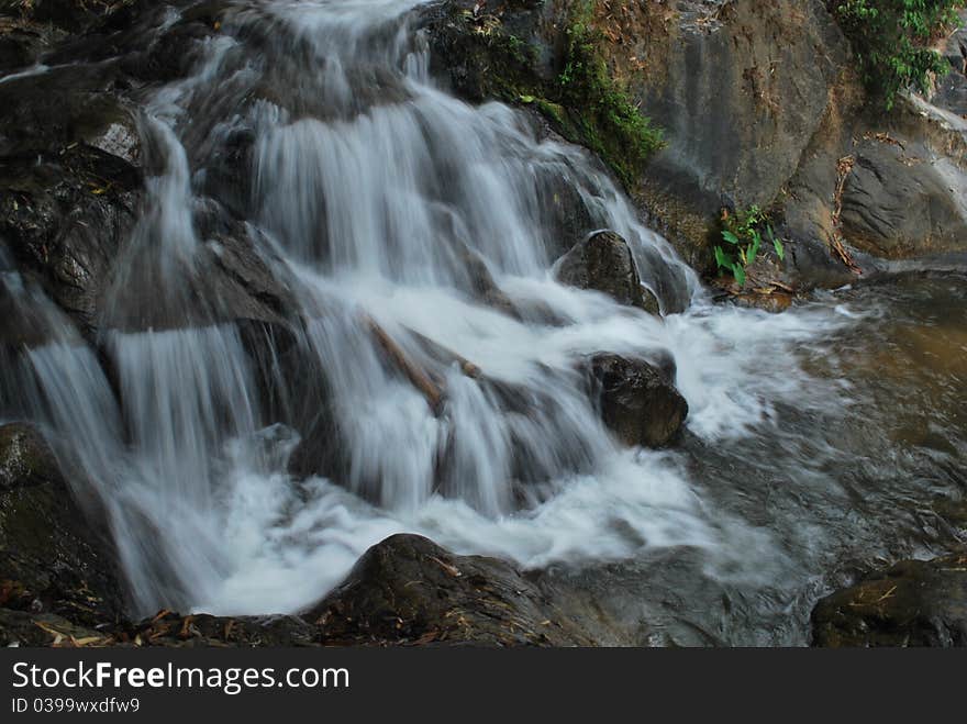 The watewfall in the forest. The watewfall in the forest