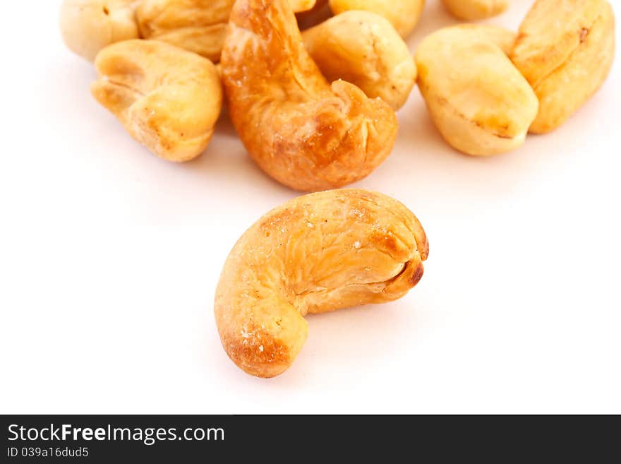 Cashew is isolated on a white background