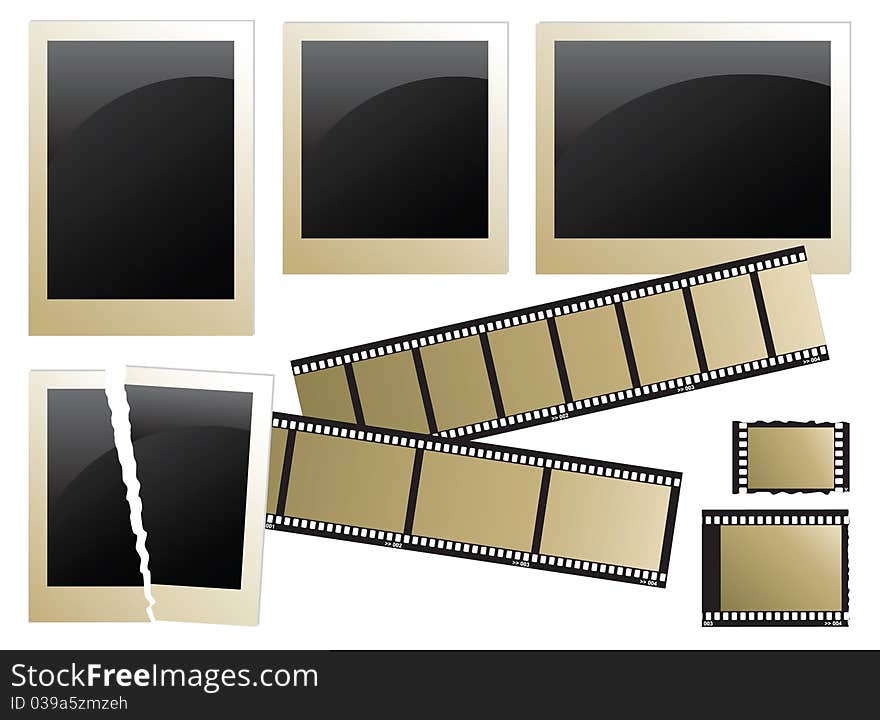 Retro-styled photoframes set over white background