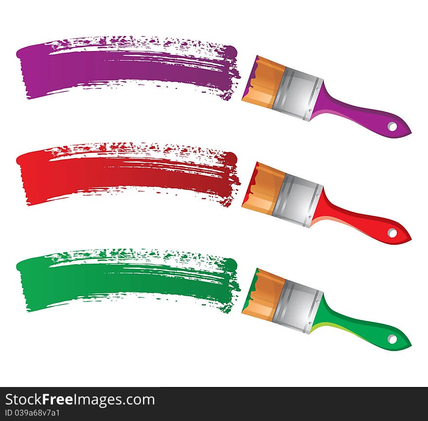 3 paintbrushes over white background