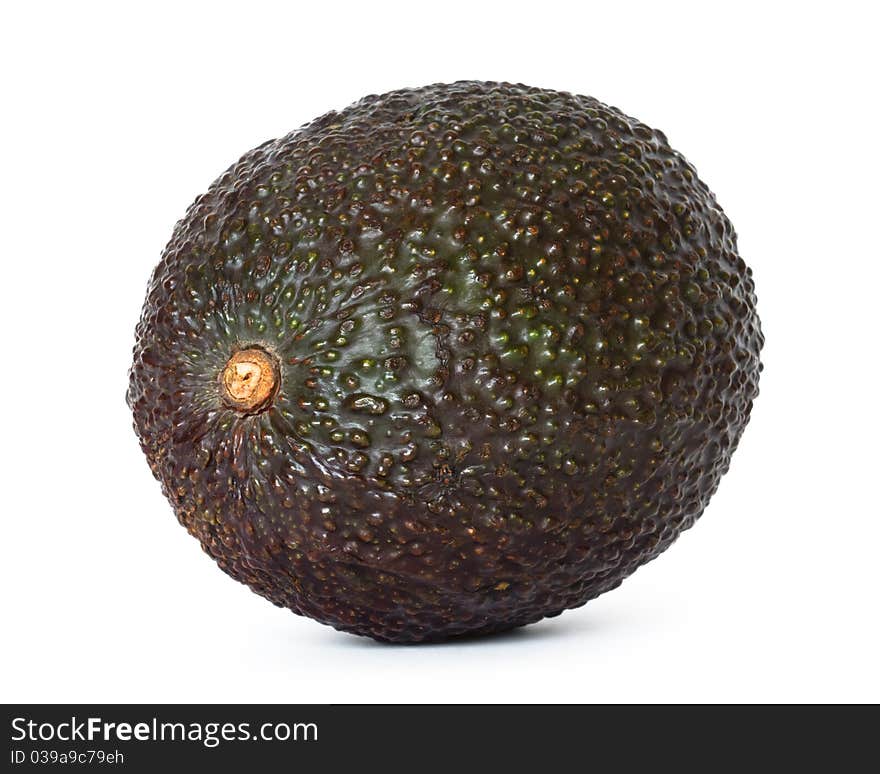 Whole avocado on white background