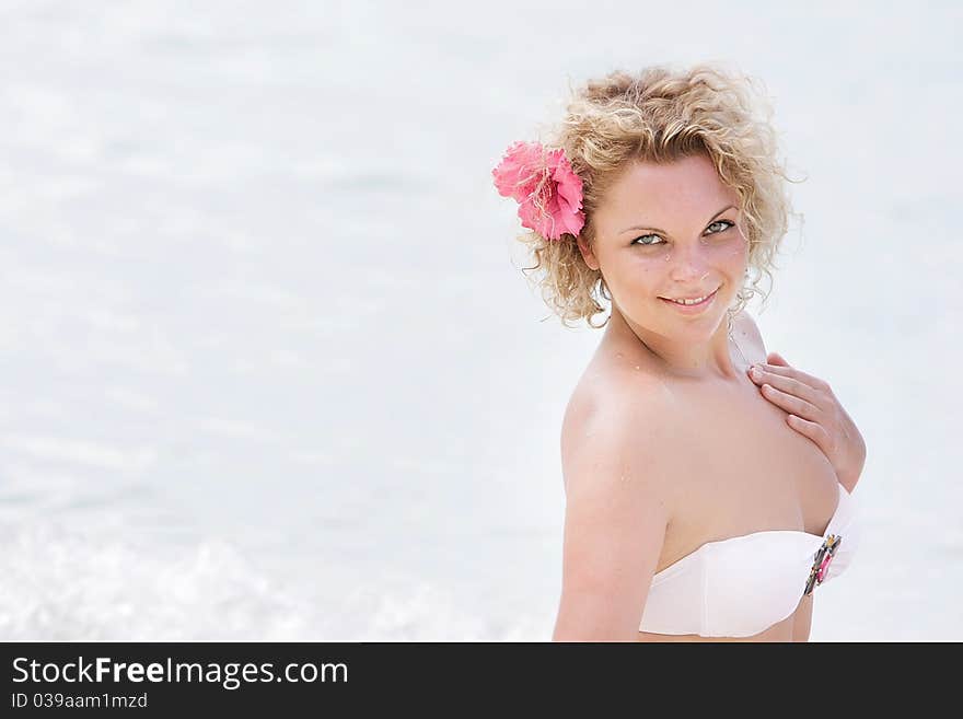 Beautiful woman resting on natural background