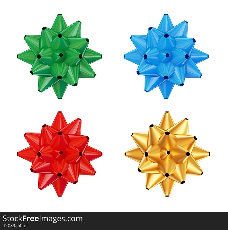 Colorful bows set. Isolated on white background.