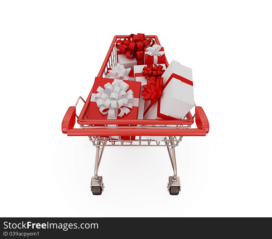 Shopping trolley isolaten on white background.