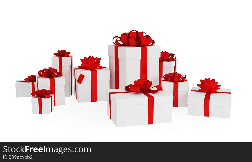 Gift boxes isolated on white background.