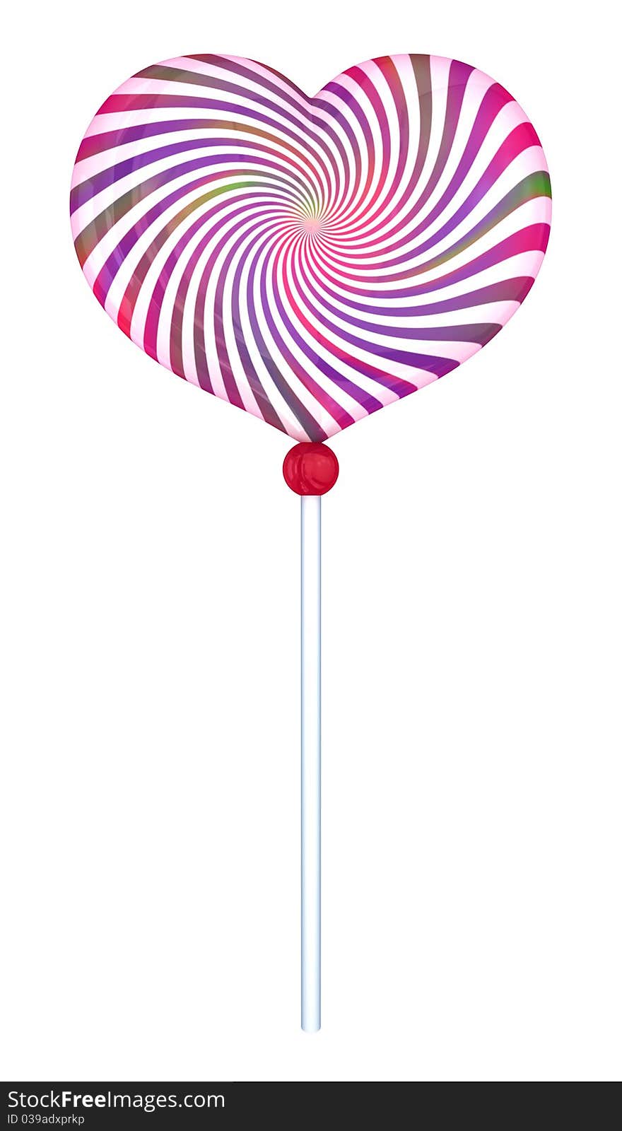 Lolipop shape of heart with hypnotic drawing.