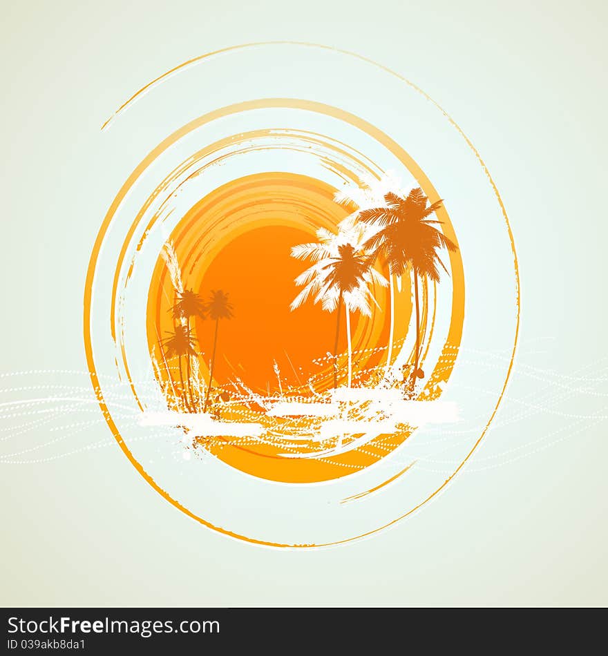 Tropical background with palm tree