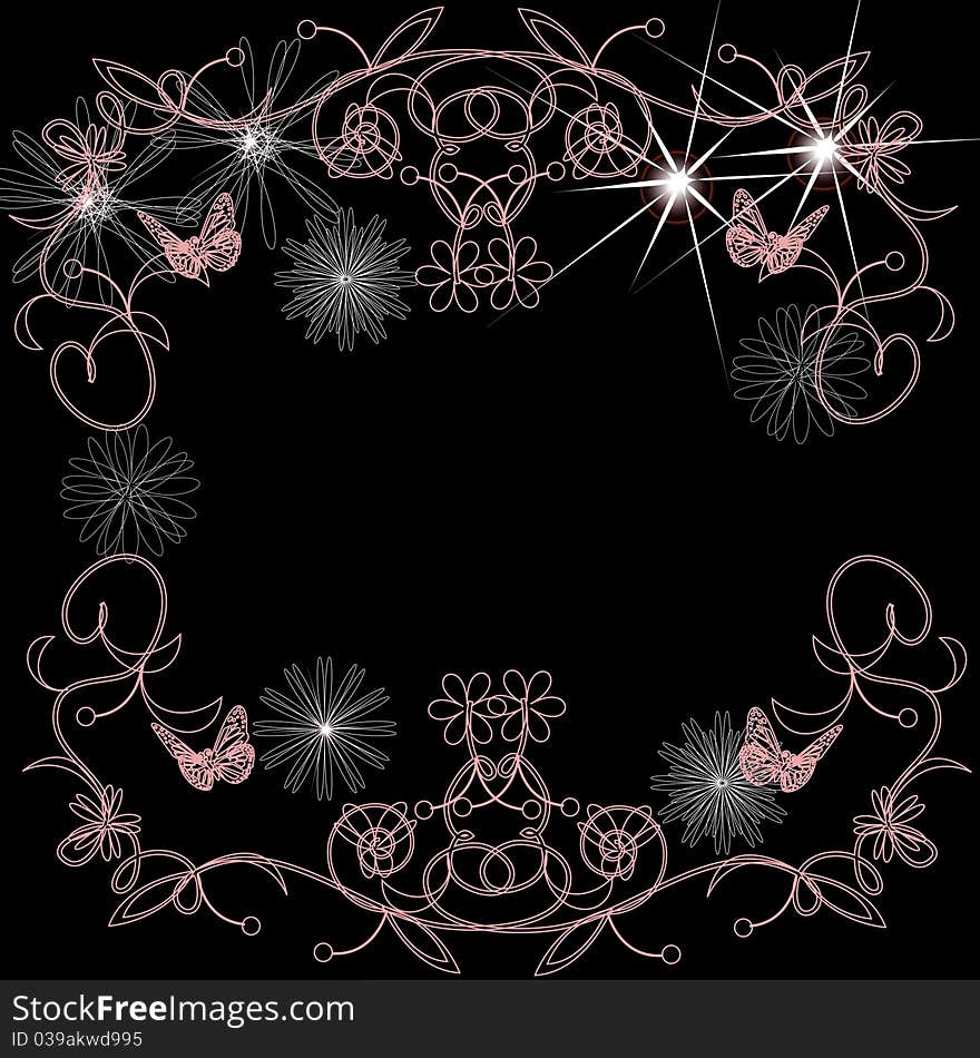 Flower pattern on a black background