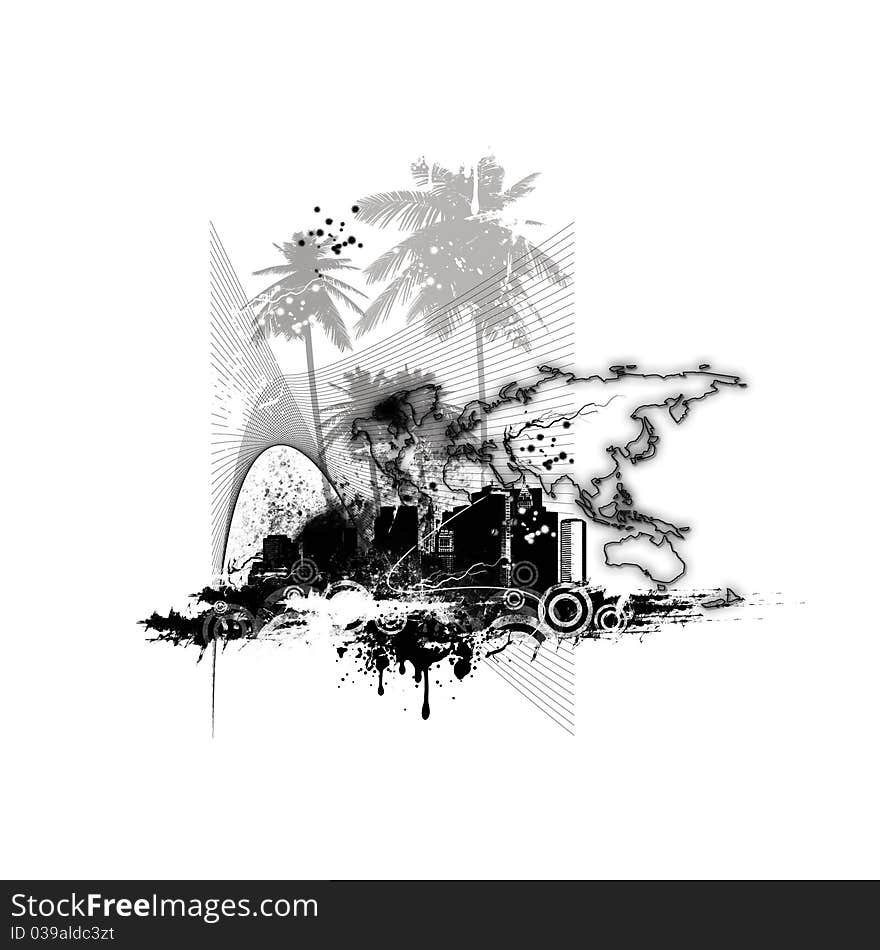 Tropical background with palm tree