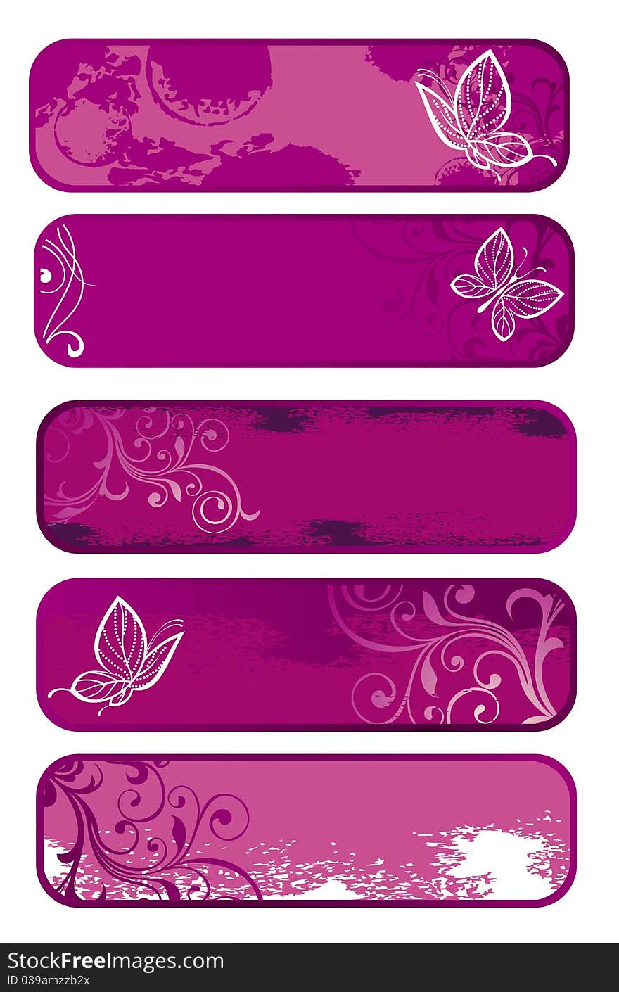 Set of spring banners with butterfly