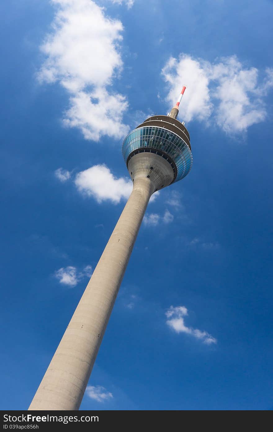 Rheinturm tower Dusseldorf on a sky background. Germany