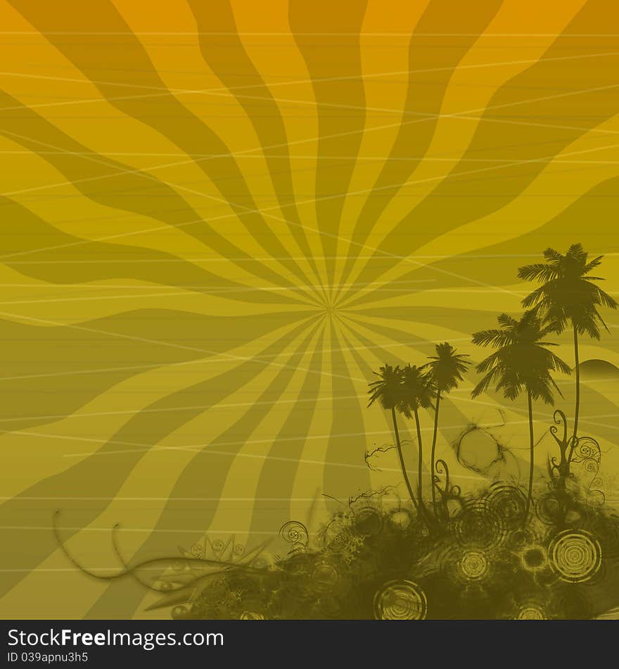 Tropical background with palm tree