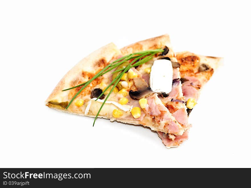 Pizza slices isolated on white background. Pizza slices isolated on white background.