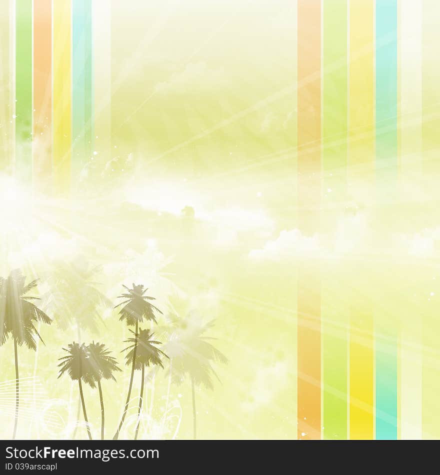 Tropical background with palm tree