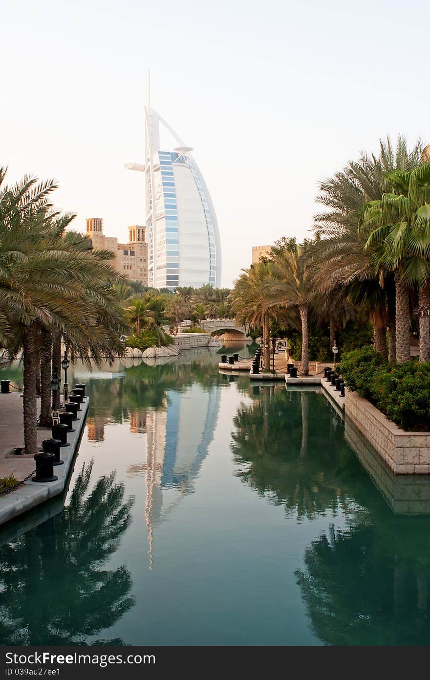 Beautiful dubai resort with burj al arab in background