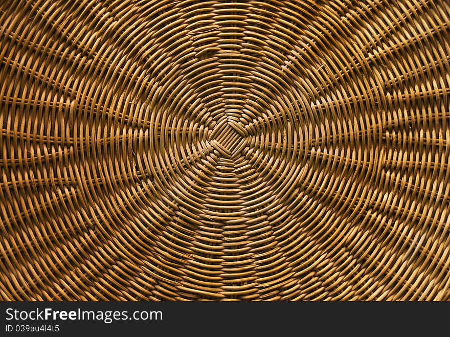 Close-up of handwoven circular basketry. Close-up of handwoven circular basketry