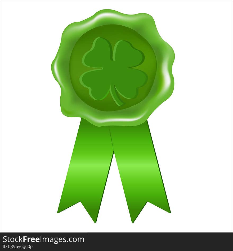 Wax Seal, St. Patrick's Day, Isolated On White Background, Vector Illustration