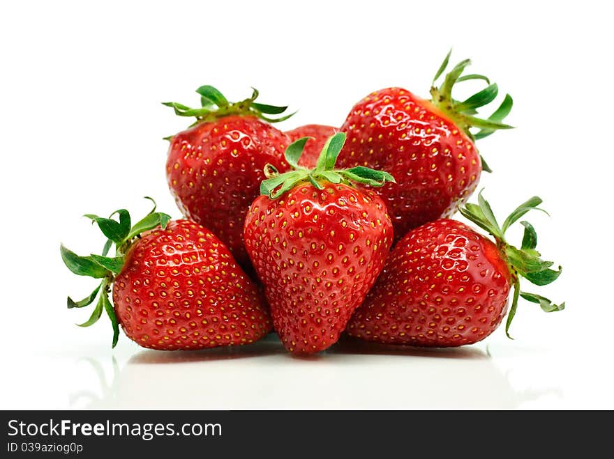 Fresh strawberries isolated on white background.