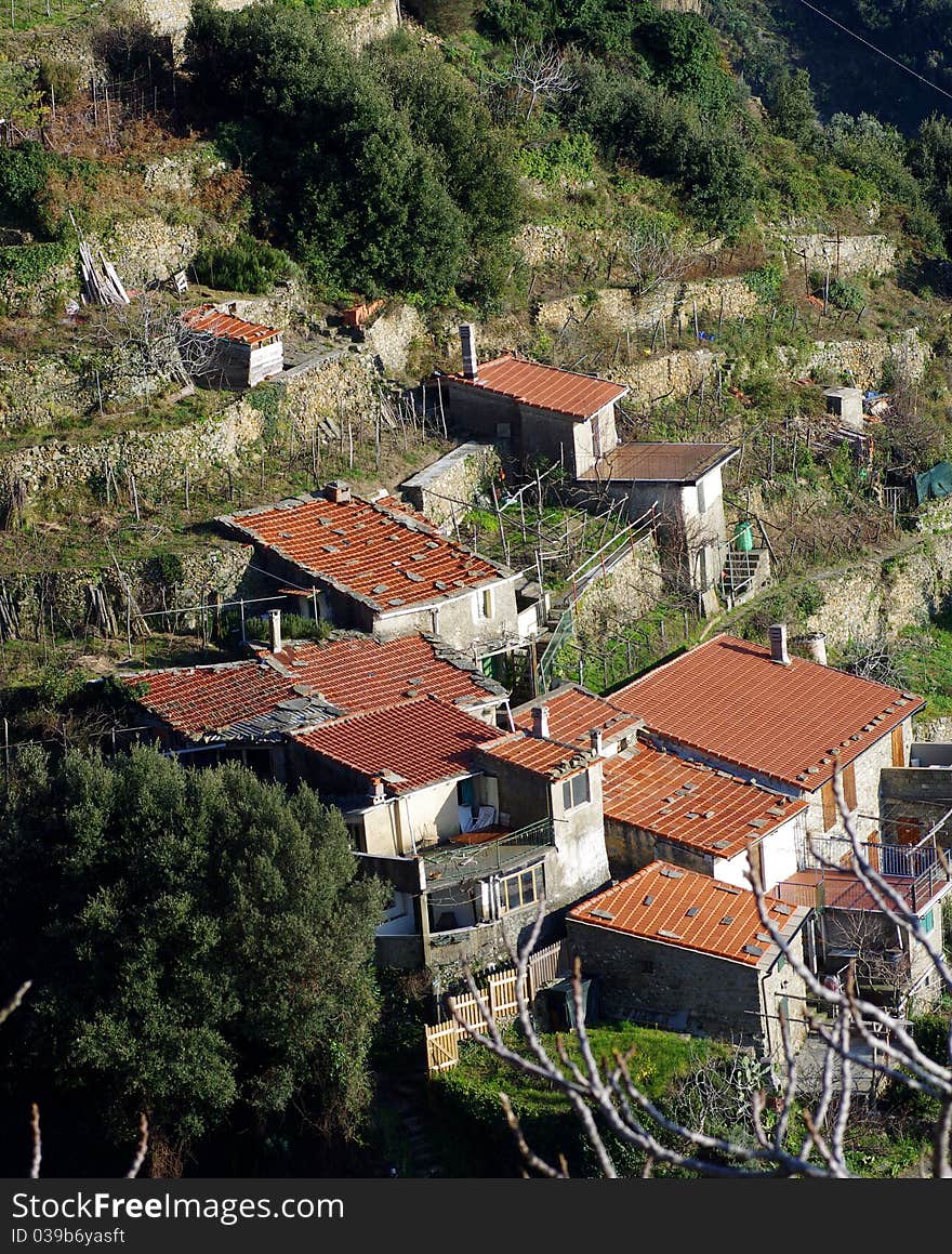 View of monesteroli,little and old village near la spezia,italy