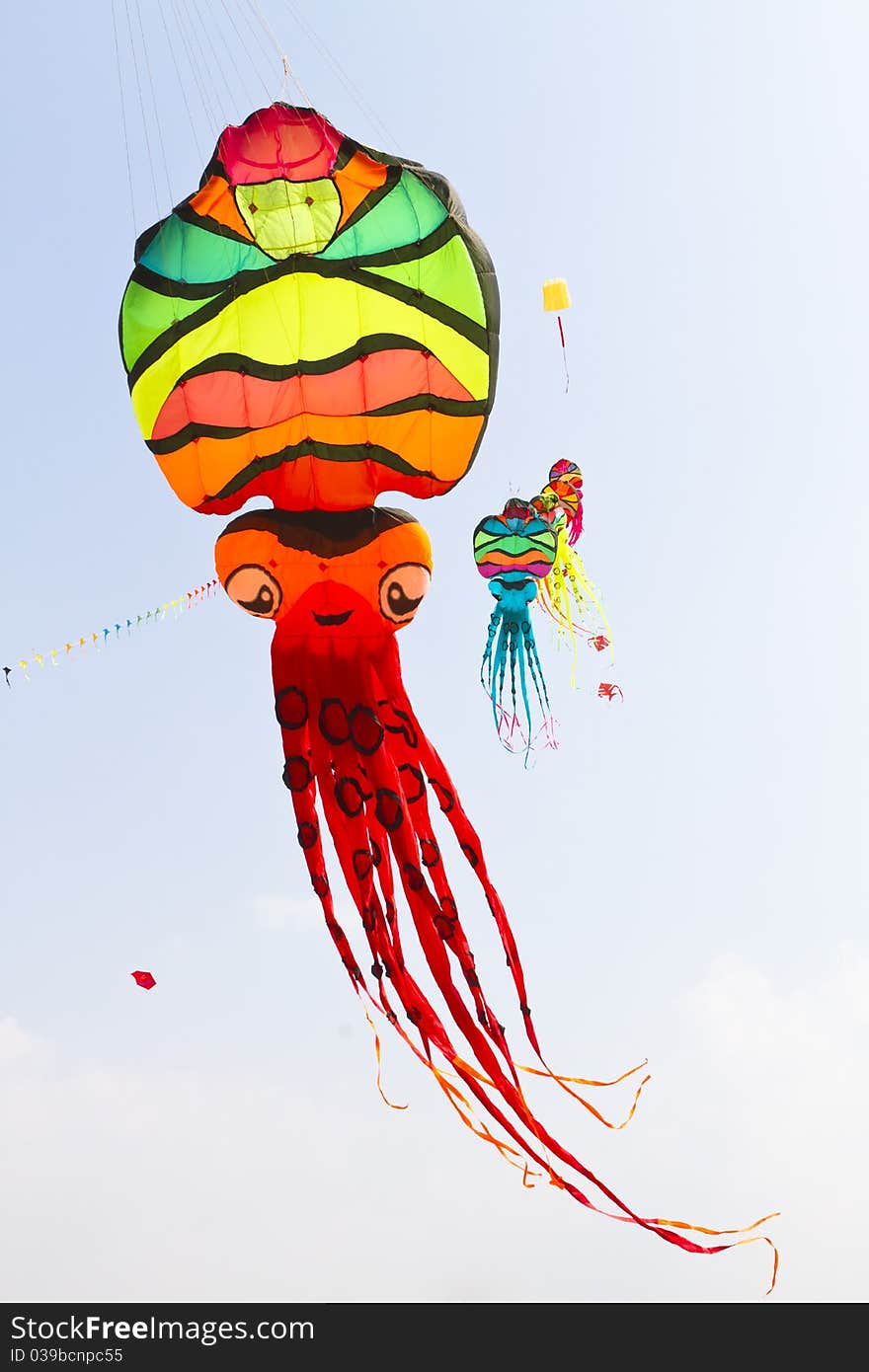 Colorful Kites On Blue Sky