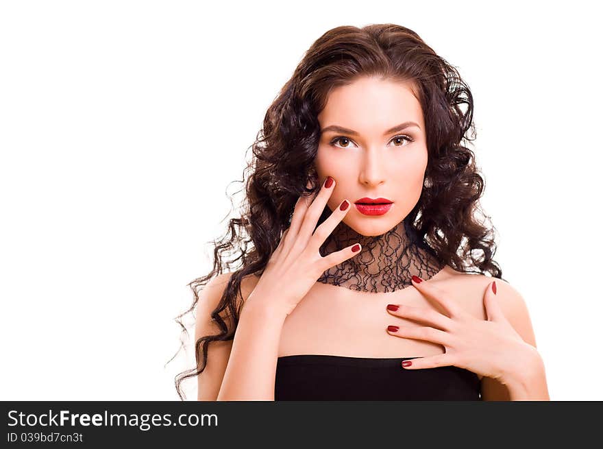 Portrait of young beautiful brunette woman