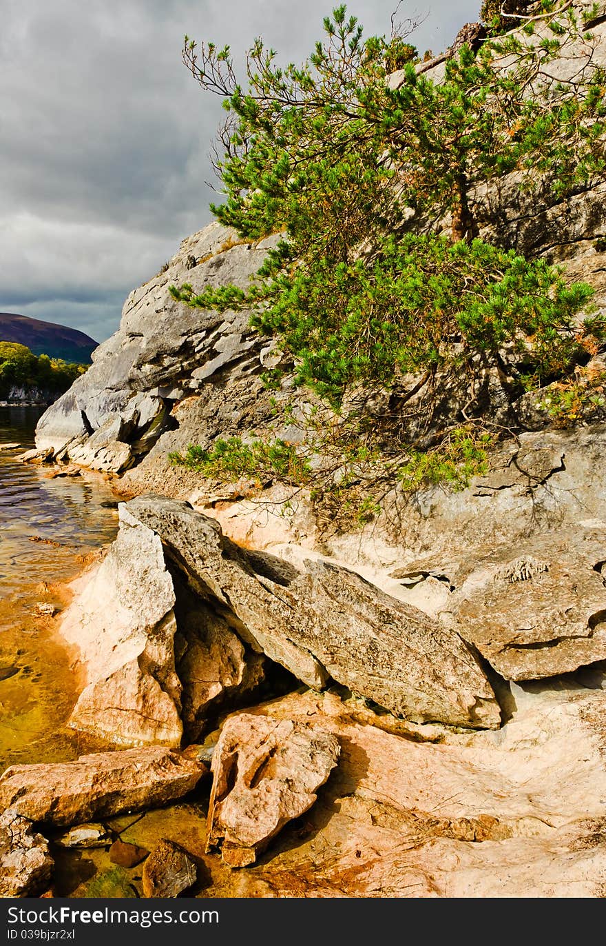 Rocks by lake, Killarney Ireland