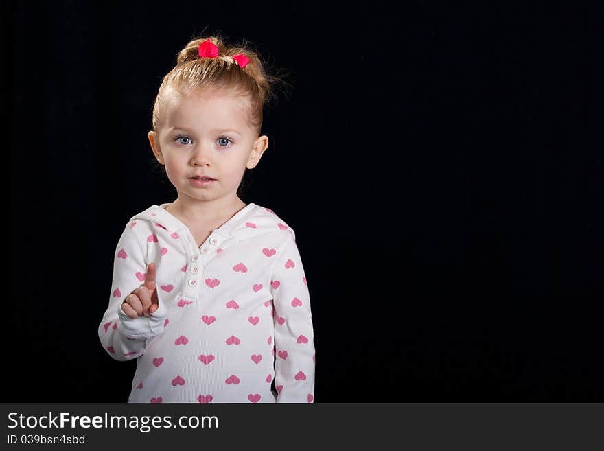 Cute Young Girl With Black Background