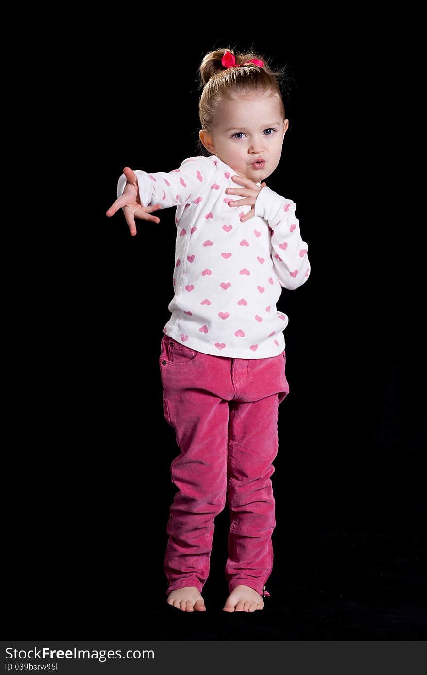 Cute Young Girl With Black Background