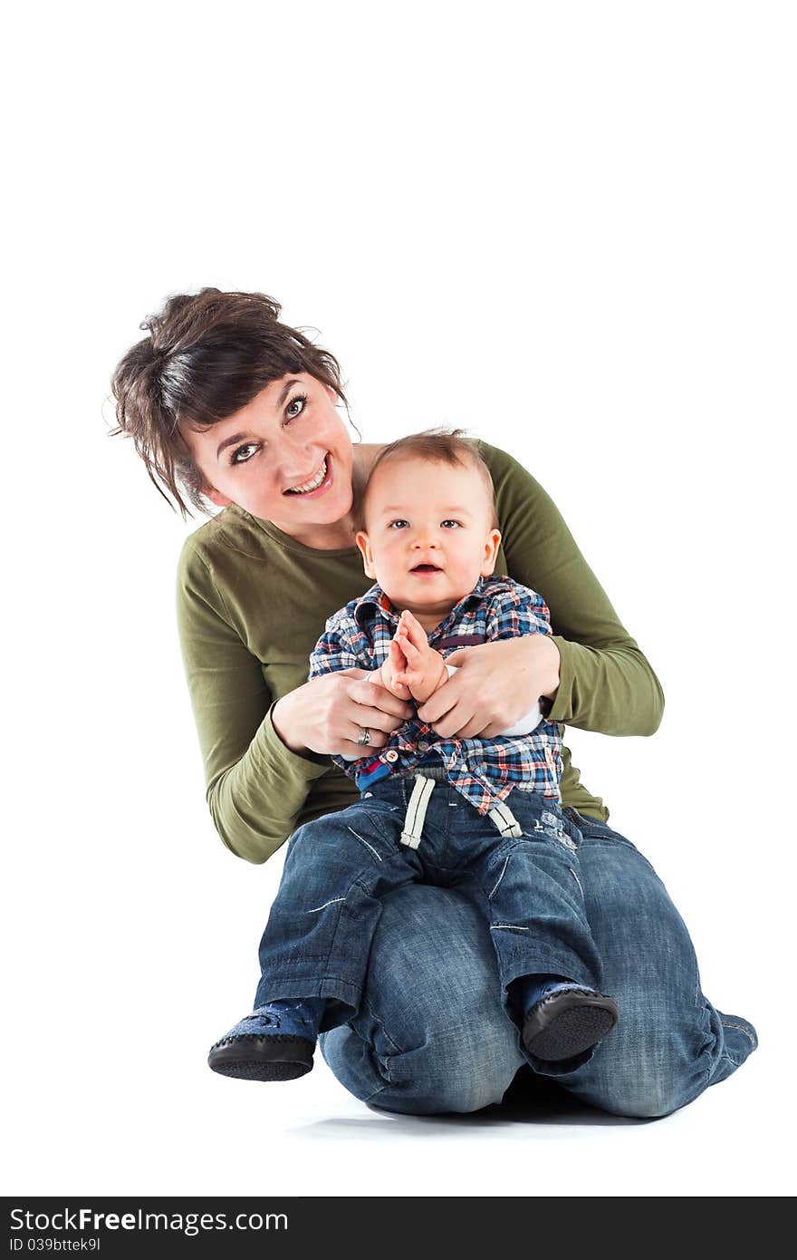 Little baby with mother. Studio shot. Little baby with mother. Studio shot.