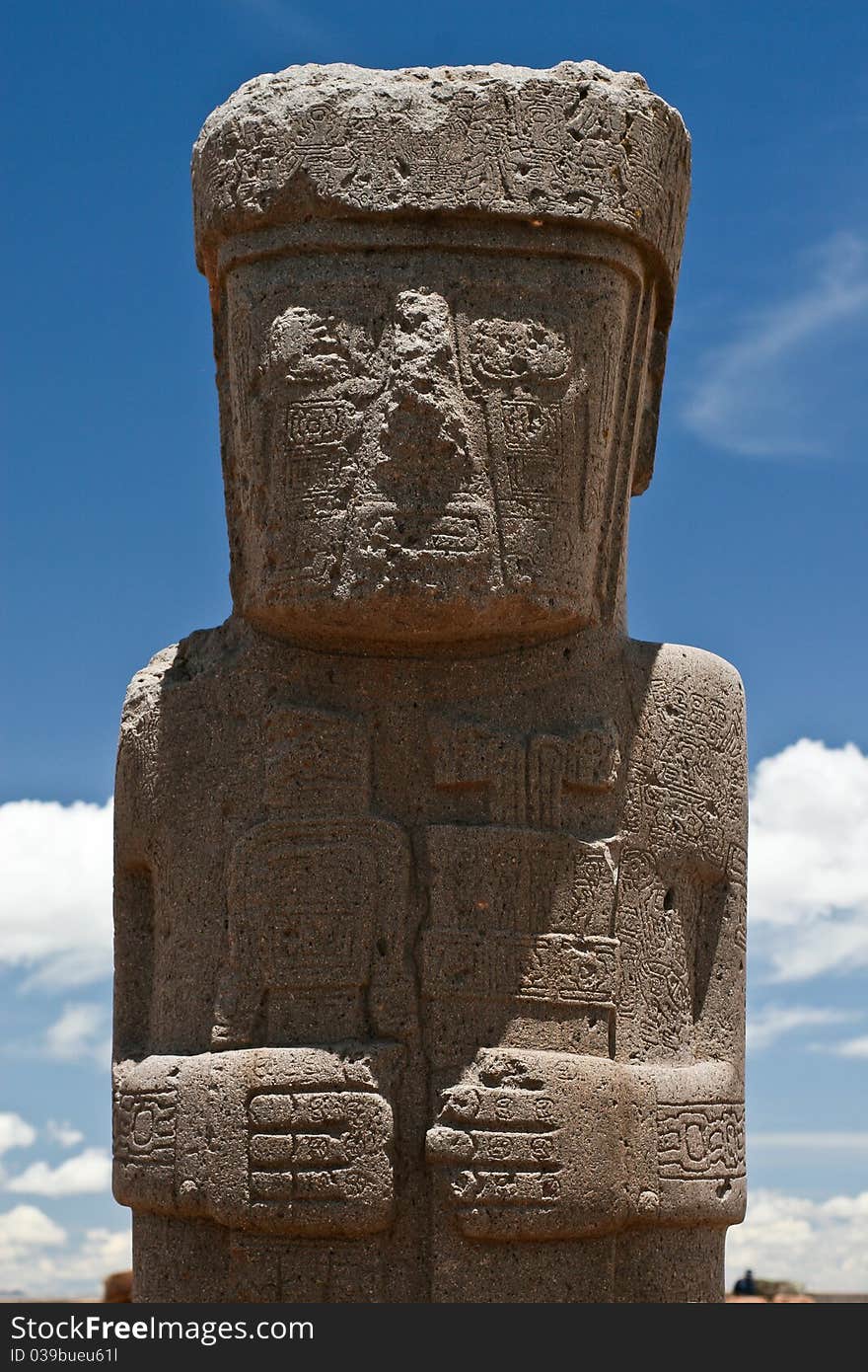 Picture taken at the ruins of the ancient town Tiwanaku in Bolivia close to the Titi Caca lake and Copacabana