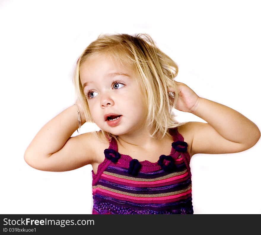 Pretty Young Girl Playing With Her Hair