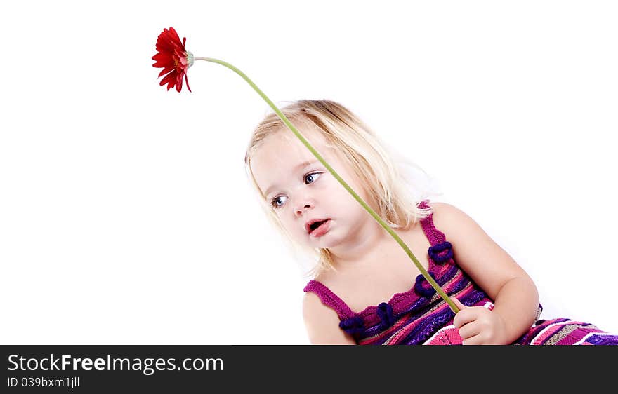 Young Girl With A Red Flower