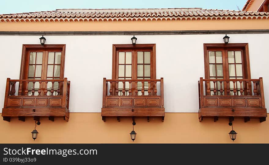 The Beauty fo the vulcanic Island La Palma, old House in Los Llanos with beautiful woodwork. The Beauty fo the vulcanic Island La Palma, old House in Los Llanos with beautiful woodwork