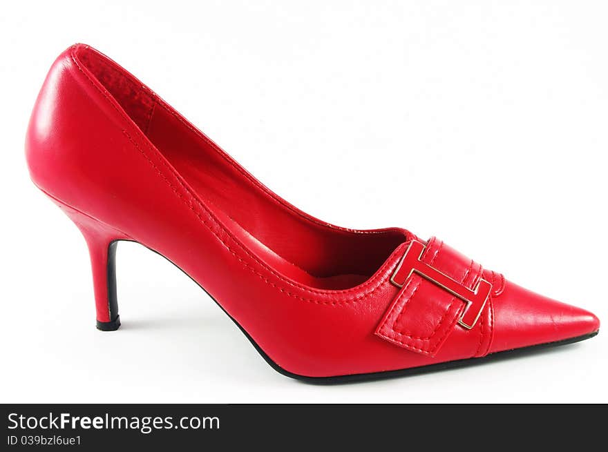 Red womens shoe on white. Red womens shoe on white