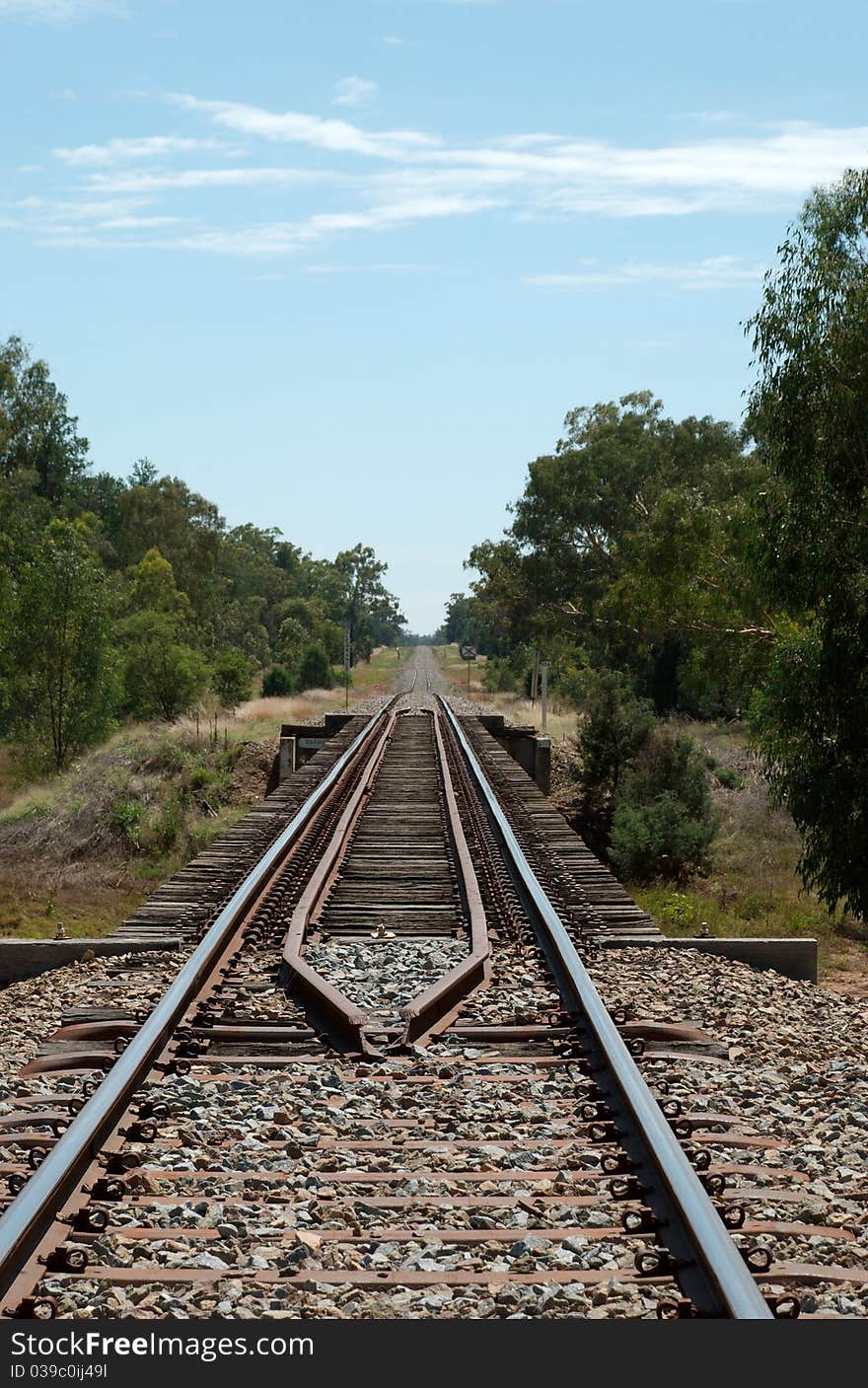 A rail bridge over the local creek. A rail bridge over the local creek