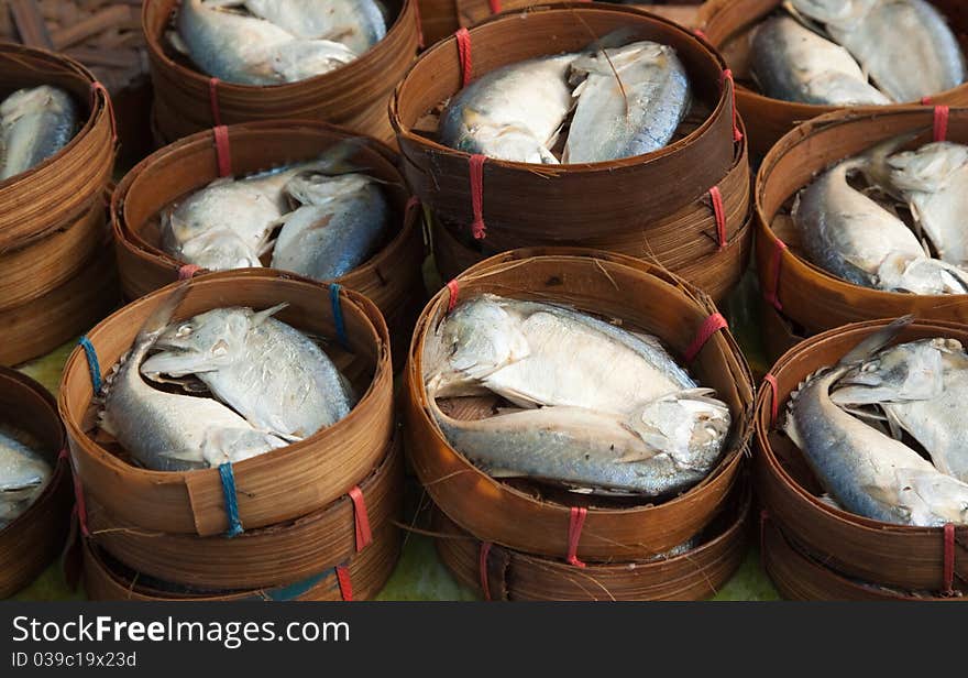 Group of mackerel in local fresh market,thailand