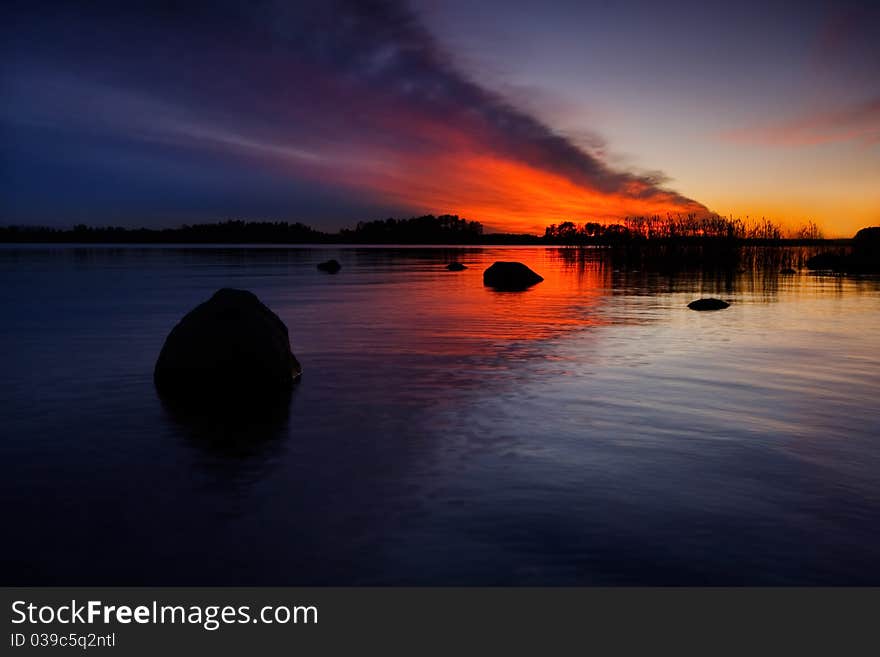 Extraordinary clouds, like flames, photographed in the coast of Helsinki. Extraordinary clouds, like flames, photographed in the coast of Helsinki.