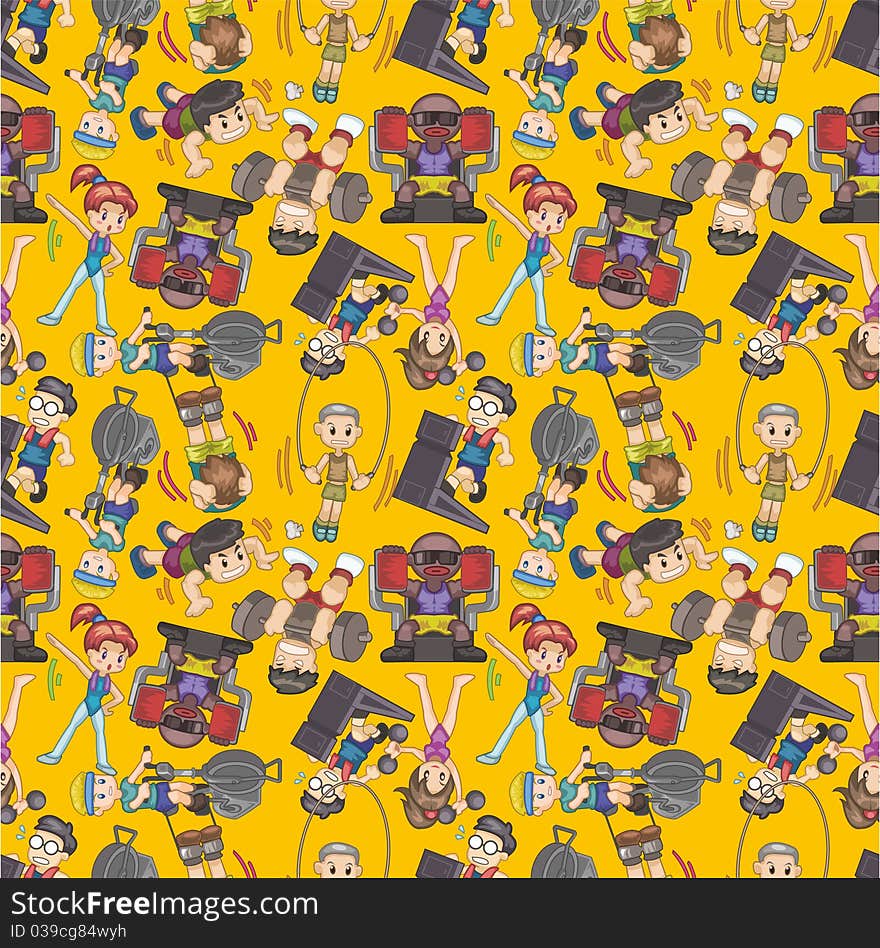 Seamless gym pattern,vector drawing