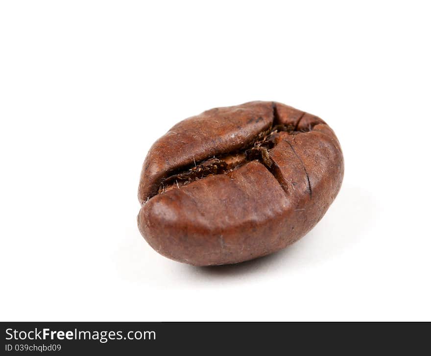 Coffee beans close-up isolated on white background