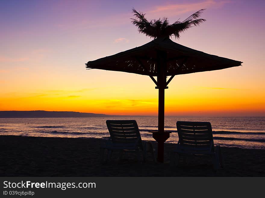 Chairs and umbrellas on the beach