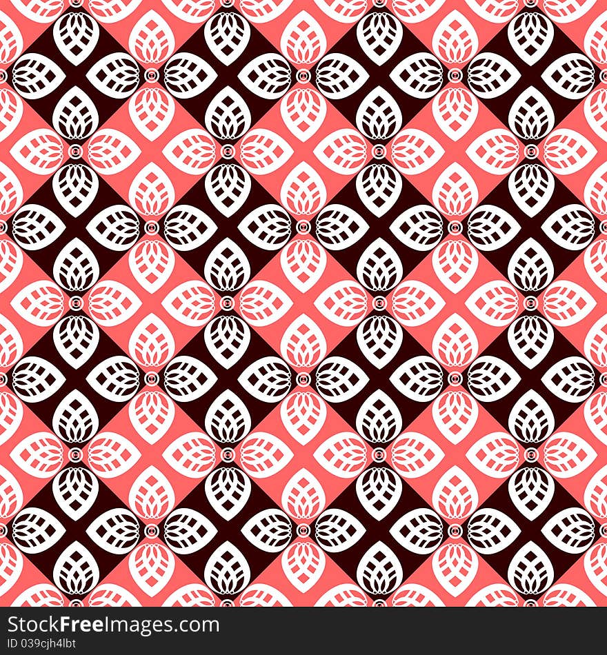 Seamless floral checked pattern. Vector illustration.